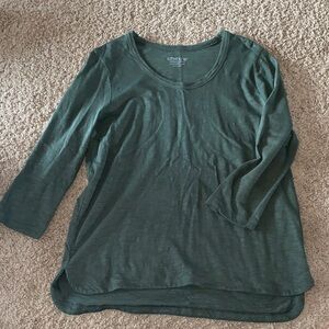Chico's Forest Green 3/4 Sleeve Top
